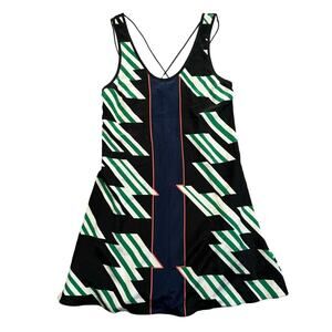 Derek Lam 10 Crosby 100% Silk A Line Geometric Mini Dress Size 4 Summer Abstract